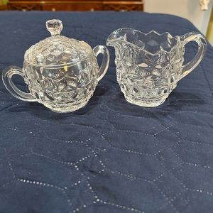Vintage Creamer/Sugar Cut Glass-Vintage